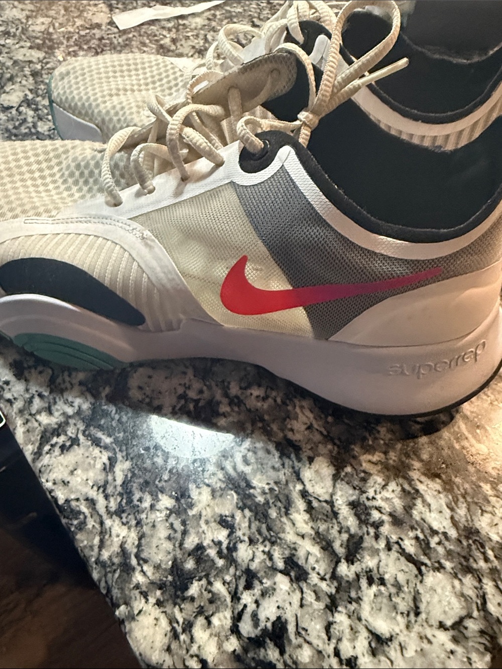 Nike Women’s White Gray Sneakers with Red Swoosh